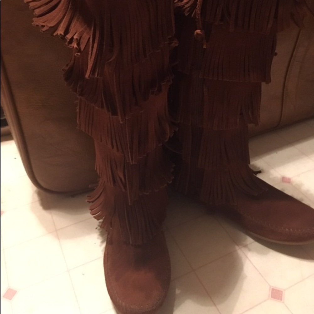 Minnetonka fringe boots, size 7